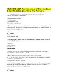 NURSING 101A Fundamentals of Nursing Exam 1 New Updated Questions And ...