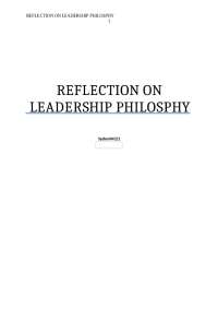 REFLECTION ON  LEADERSHIP PHILOSPHY