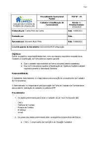 POP Cadastro e Qualificação Fornecedores