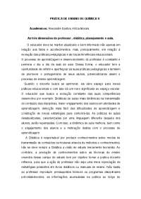 Prática de Ensino de Química II: Dimensões do Professor e Evolução Pedagógica