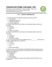 PE 1 PRELIM EXAMINATION
