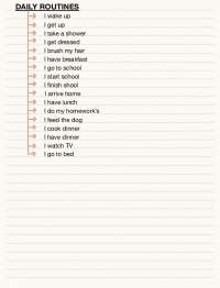 Schema DAILY ROUTINES | Schemi e mappe concettuali di Inglese | Docsity