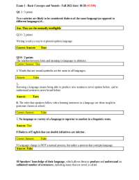 Exam Questions on Basic Concepts and Sounds - Fall 2022