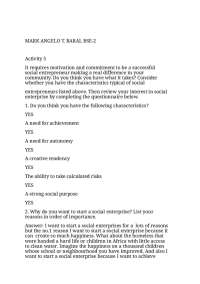 Characteristics and Challenges of Social Entrepreneurship