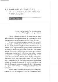 Encontros com a Poesia: Memórias de um Professor