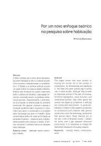 A Produção e Distribuição da Habitação no Brasil: Um Novo Enfoque Teórico
