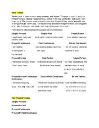 What is a verb tense example? | Study notes English | Docsity