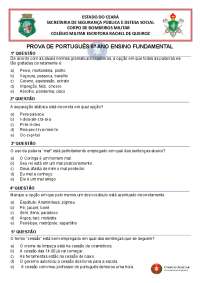 PROVA DE PORTUGUÊS 6º ANO ENSINO FUNDAMENTAL