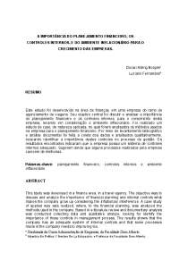 Importância do Planejamento Financeiro e Controles Internos no Crescimento Empresarial