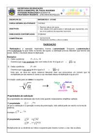 RADICIAÇÃO Propriedades da radiciação