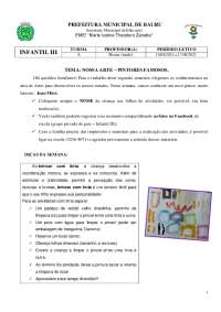 Atividades Escolares na Infância: Artes, Língua Portuguesa e Matemática