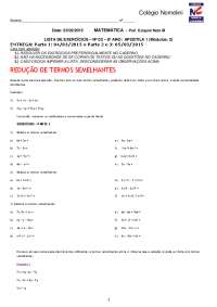REDUÇÃO DE TERMOS SEMELHANTES
