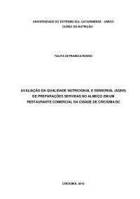 avaliação da qualidade nutricional e sensorial (aqns)