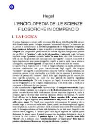 Hegel L’ENCICLOPEDIA DELLE SCIENZE FILOSOFICHE IN COMPENDIO Schemi e