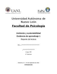 Evidencia de aprendizaje 1. Ambiente y sustentabilidad
