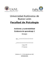 Evidencia de aprendizaje 2. Ambiente y sustentabilidad
