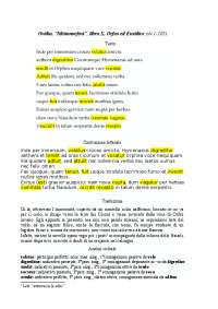 Ovidio, Metamorfosi, X, Orfeo ed Euridice