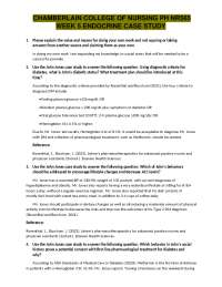 CHAMBERLAIN COLLEGE OF NURSING PH NR565 WEEK 5 ENDOCRINE CASE STUDY ...