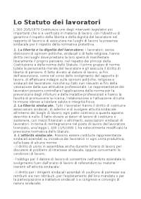 LO STATUTO DEI LAVORATORI | Guide, Progetti e Ricerche di Diritto | Docsity