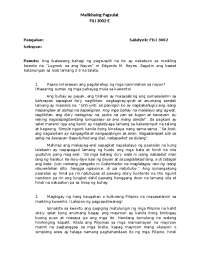 Malikhaing Pagsulat: Lugmok na ang Nayon | Assignments Literature | Docsity