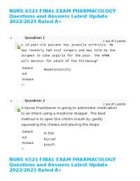 NURS 6521 FINAL EXAM PHARMACOLOGY Questions and Answers Latest Update ...
