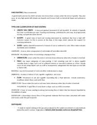 Types and Classification of Mass Wasting and Earthquakes