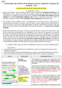 Explication linéaire DDFC-Olympe de Gouges | Examens Français | Docsity