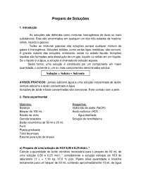 Preparação de Soluções: Introdução e Experimentos com Ácidos e Bases