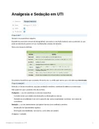 Analgesia e Sedação - Resumo de Terapia Intensiva
