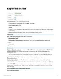 Espondiloartrites - Resumo de Reumatologia