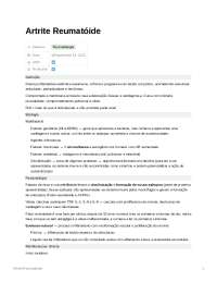 Artrite Reumatoide - Resumo de Reumatologia