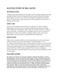 SUCCESS STORY OF BILL GATES | Essays (high school) English | Docsity