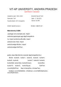 Android Calculator App Java Code and XML Layout