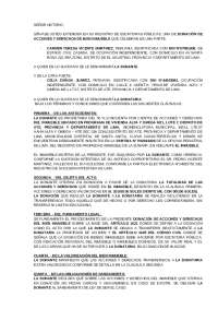 minuta de donacion de acciones y derechos