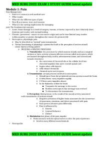 MED SURG 2022 EXAM 1 STUDY GUIDE latest update | Exams Nursing | Docsity