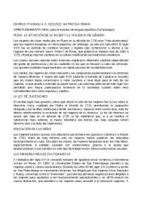 La condizione della donna in Russia Dispense di Cultura Spagnola