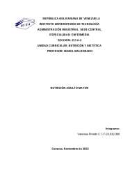 Nutrición y Dietética en Enfermería: Alimentación de Adultos Mayores
