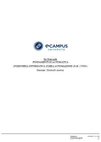 Paniere Fondamenti di Automatica | A. Tortorelli | e-Campus
