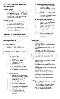 Quantitative Research Problems and Questions in Research | Study notes ...