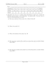Math2341 Summer 2020 Test 2: Matrix, Laplace, Linear Systems, Diff. Equations