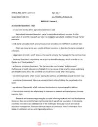 Agricultural Extension: Concepts, Definitions, and Research Links