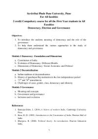 Democracy, Elections, and Governance: A First-Year Course