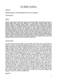 De Bello Gallico, Analisi e Traduzione