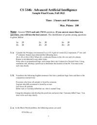 Advanced Artificial Intelligence Final Exam