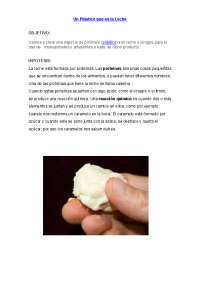 Proyecto ecológico sobre como ahcer plástico de leche