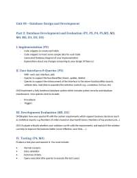 Database Design, Development, and Evaluation