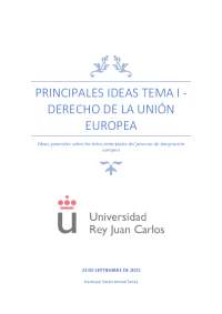 Principales ideas tema 1 | Ejercicios de Derecho de la Unión Europea ...