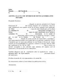 Solicitud de Divorcio por Mutuo Acuerdo: Documento Notarial