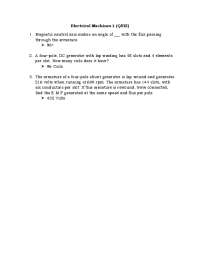 Electrical Machines 1 Quiz: Questions and Answers