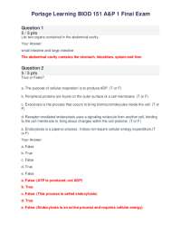 Portage Learning BIOD 151 A&P 1 Final Exam | Exams Nursing | Docsity